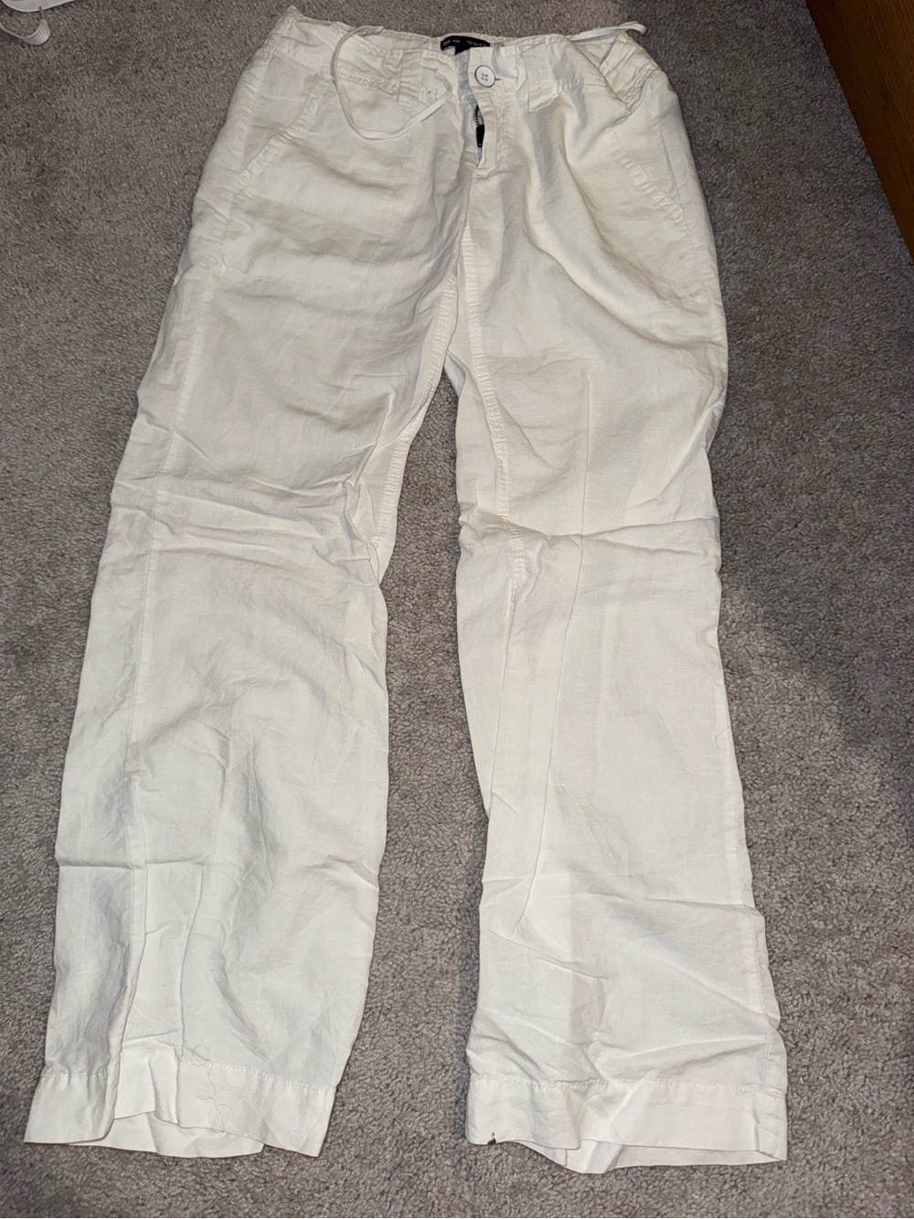 Gap White Lightweight Linen-Blend Pants